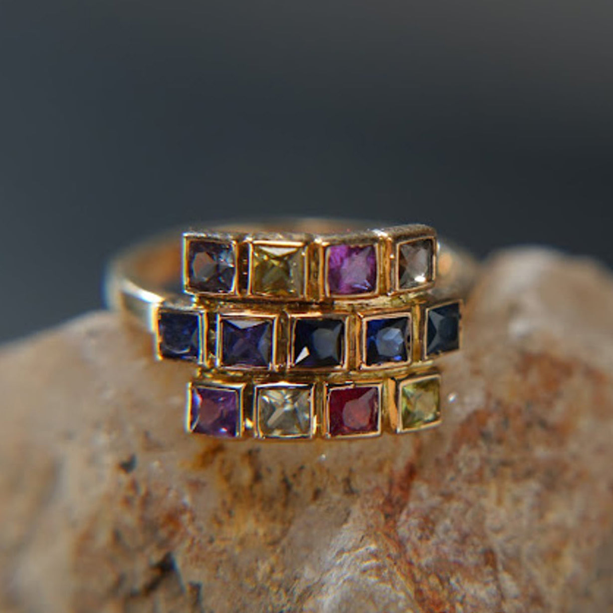 18K Gold Ring – Multicolored Sapphires