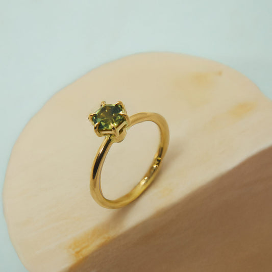Bague en or 18K – Greenish Yellow Sapphir
